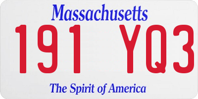 MA license plate 191YQ3
