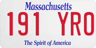 MA license plate 191YR0