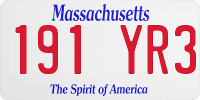 MA license plate 191YR3