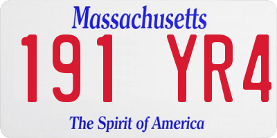 MA license plate 191YR4