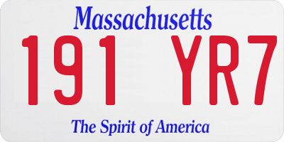 MA license plate 191YR7