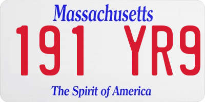 MA license plate 191YR9