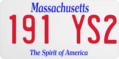 MA license plate 191YS2