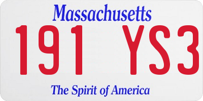 MA license plate 191YS3