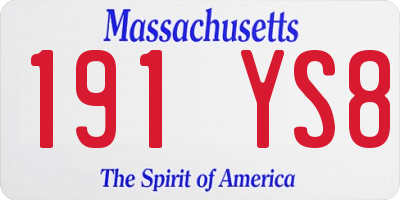 MA license plate 191YS8