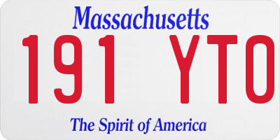 MA license plate 191YT0