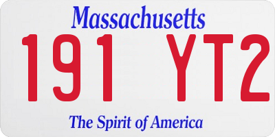MA license plate 191YT2