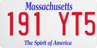 MA license plate 191YT5