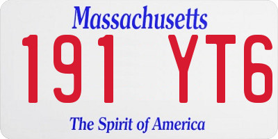 MA license plate 191YT6