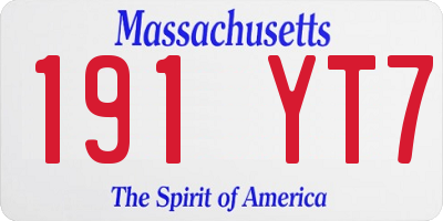 MA license plate 191YT7