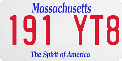 MA license plate 191YT8