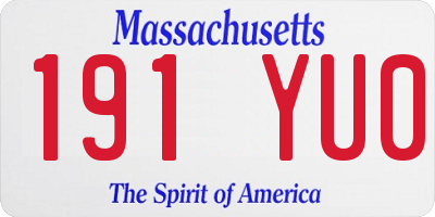 MA license plate 191YU0