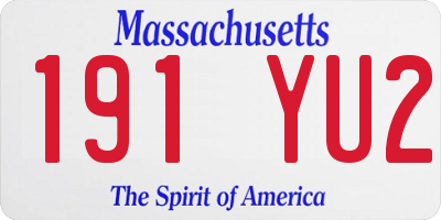 MA license plate 191YU2