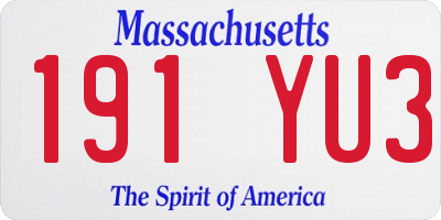 MA license plate 191YU3