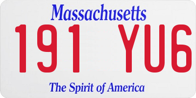 MA license plate 191YU6