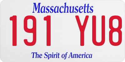 MA license plate 191YU8