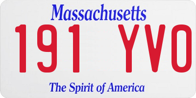 MA license plate 191YV0