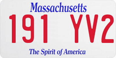 MA license plate 191YV2