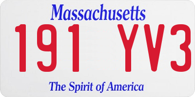 MA license plate 191YV3