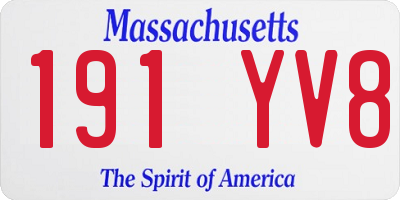 MA license plate 191YV8