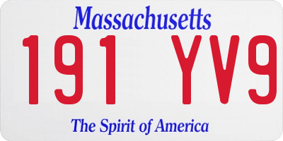 MA license plate 191YV9