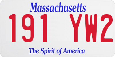 MA license plate 191YW2