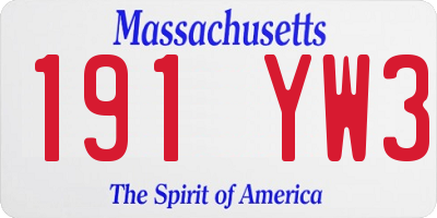 MA license plate 191YW3