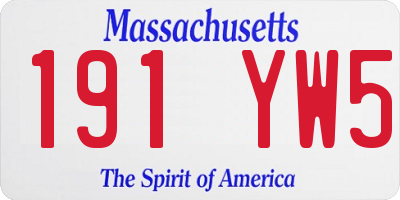 MA license plate 191YW5