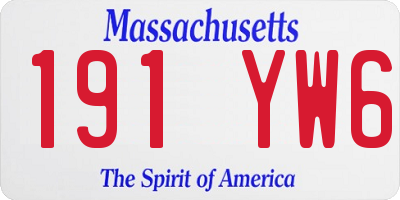 MA license plate 191YW6