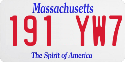 MA license plate 191YW7