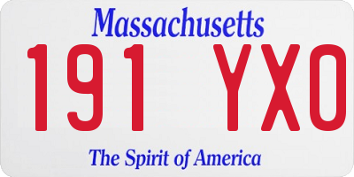 MA license plate 191YX0