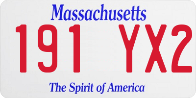 MA license plate 191YX2