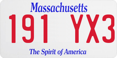 MA license plate 191YX3