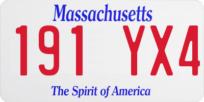 MA license plate 191YX4