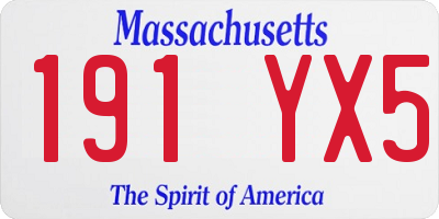 MA license plate 191YX5