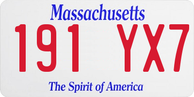 MA license plate 191YX7
