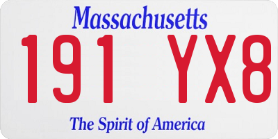 MA license plate 191YX8