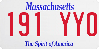 MA license plate 191YY0