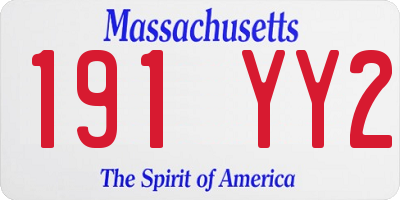 MA license plate 191YY2