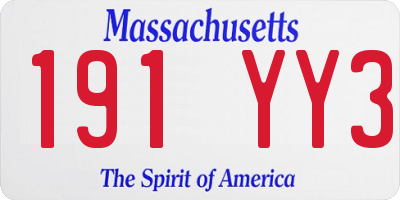 MA license plate 191YY3