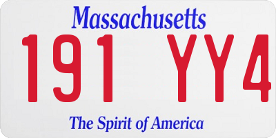 MA license plate 191YY4
