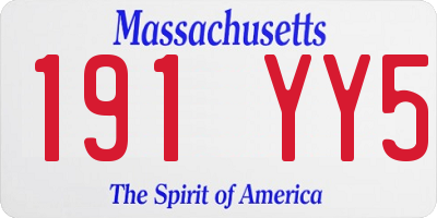 MA license plate 191YY5