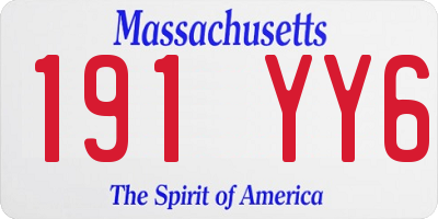 MA license plate 191YY6