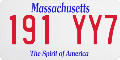 MA license plate 191YY7