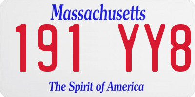 MA license plate 191YY8