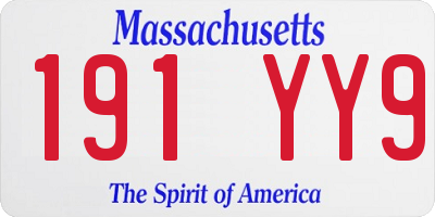 MA license plate 191YY9