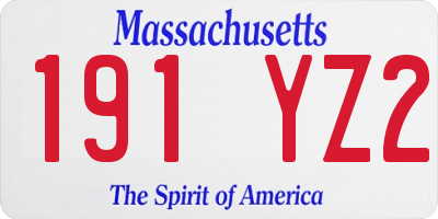 MA license plate 191YZ2
