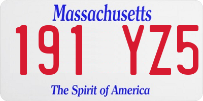 MA license plate 191YZ5