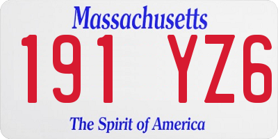 MA license plate 191YZ6