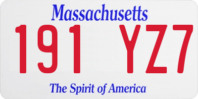 MA license plate 191YZ7